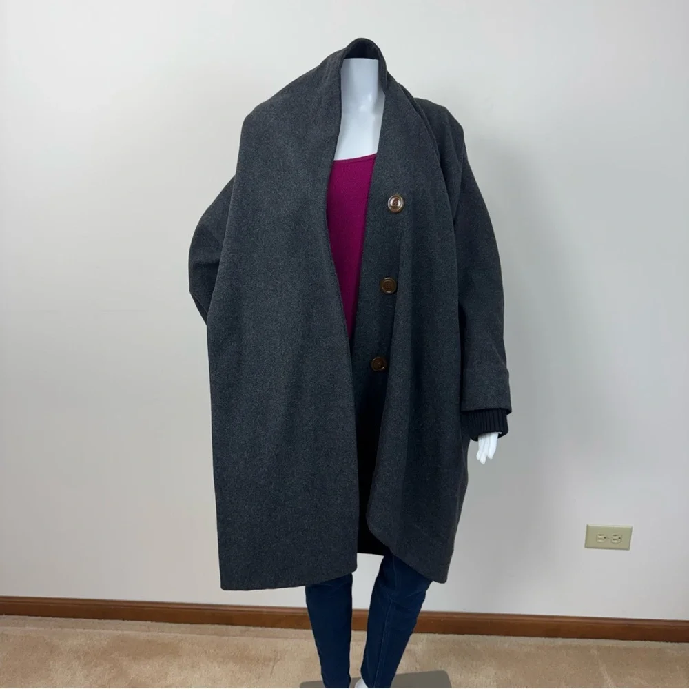 Vivienne Westwood Red Label Asymmetric Draped Wool Scarf Coat Gray Sz M - Picture 3 of 16